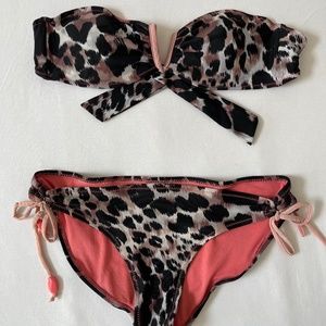Black Cheetah Strapless Biniki